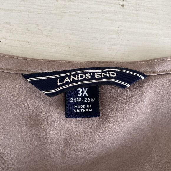 Lands End Womens Sweater Blouse Split Back Size 3X Beige Soft Lightweight - Picture 9 of 10